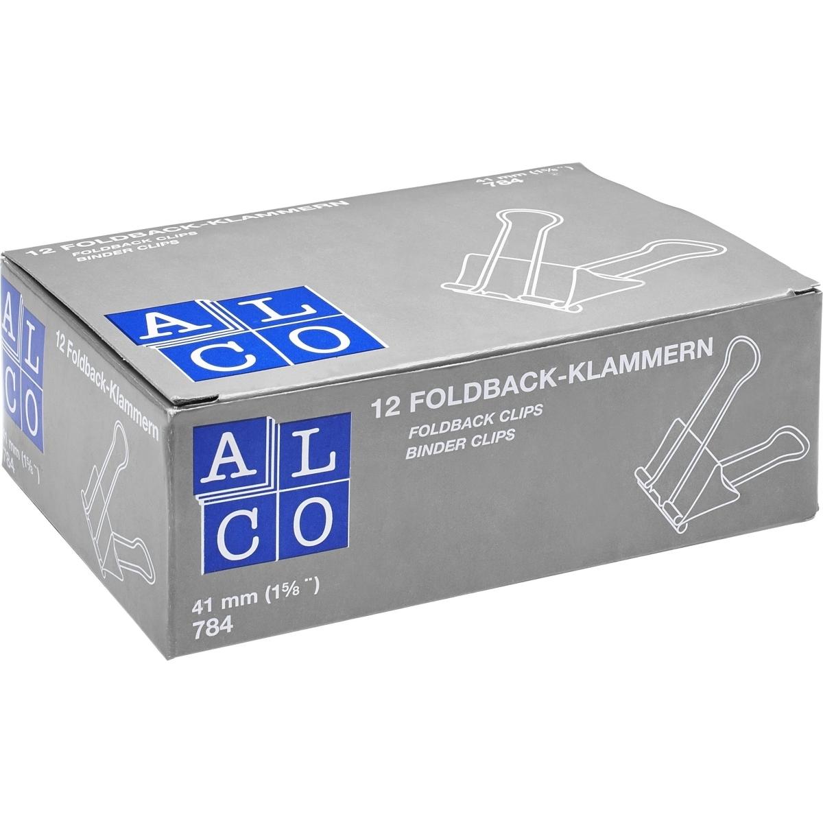 Alco, Büroklammer, Foldbackklammer Metall vernickelt 41mm rot VE=12 Stück (12 x)