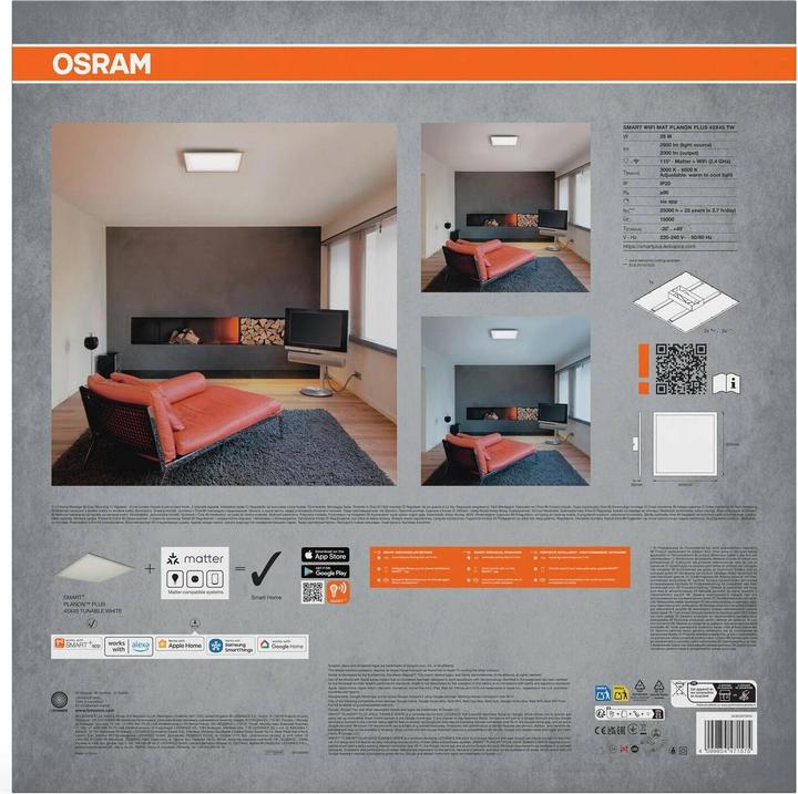 Produktbild Osram LED-Panel 450 x 450 mm, 28 W, 2000 lm, 3000-6500 K, Weiss (2000 lm)