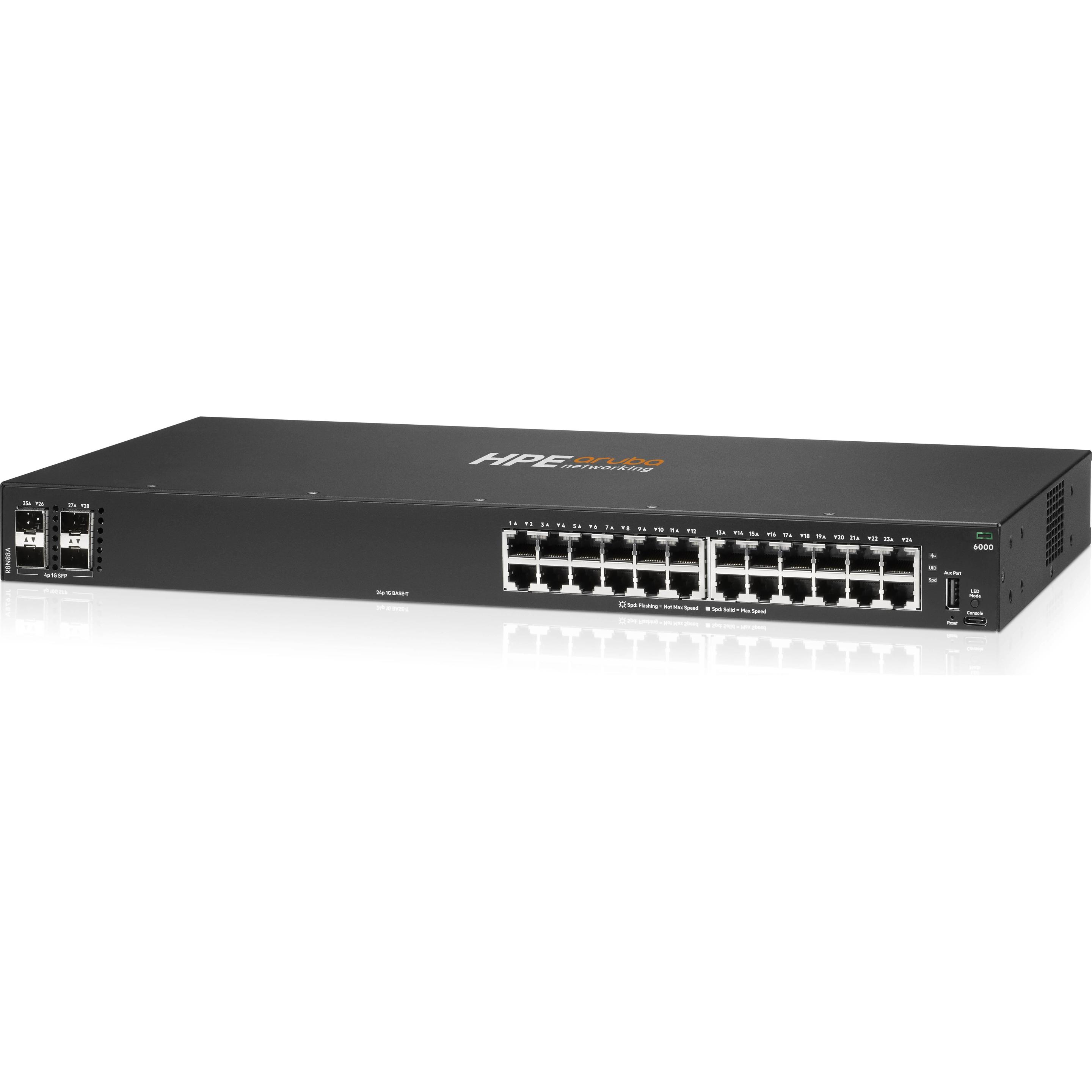Aruba Nero Hpe Networking Cx 6000 24P 10M/100M/1G 4P Sfp 1G Switch Eu En (28 Porte), Switch Di Rete,