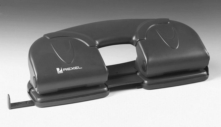 Produktbild Rexel Vierfachlocher V412, Stanzleistung: 12 Blatt, schwarz aus Metall, mit 80 mm Lochung, mit Anschlagsch