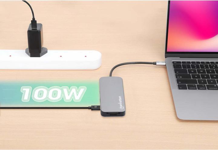 Actual product image Manhattan USB-C 8-in-1 Docking Station with Power Delivery (USB-C, 8 ports)