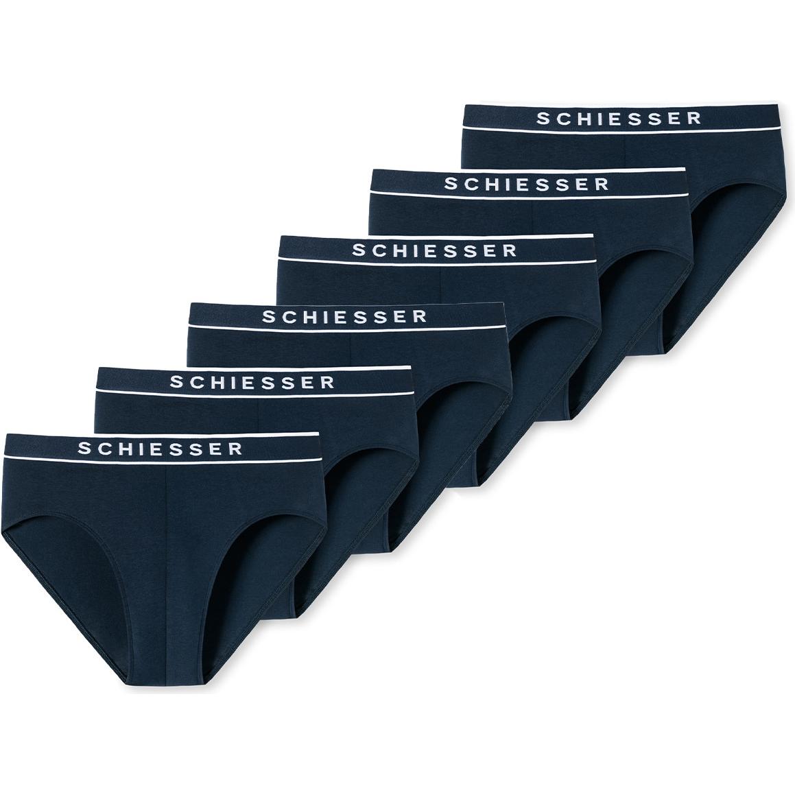 Schiesser, Herren, Unterhosen, 6er Pack 95/5 Organic Cotton Rio Slip / Unterhose, Blau, (L, 6er Pack)