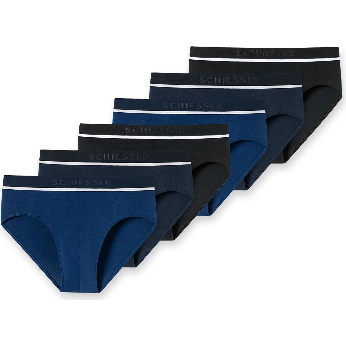 Schiesser, Herren, Unterhosen, 6er Pack 95/5 Organic Cotton Rio Slip / Unterhose, Blau, Schwarz, (XL, 6er Pack)