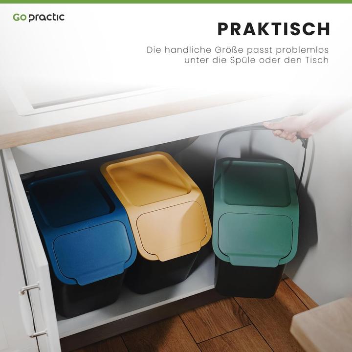 Produktbild Go Practic Abfalleimer mit Deckel 25L, Click-Function & Kohlefilter (25 l)