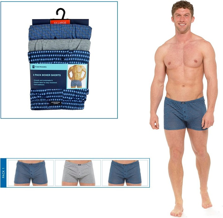 Actual product image Tom Franks Jersey boxer shorts patterned 3-pack (M, pack of 3)