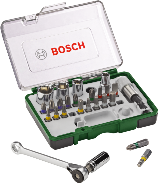 Produktbild Bosch Professional Zubehör Schrauberbit- und Ratschen-Set, 27-teilig (S 4/5/6, PZ1/2/3, 8/10/13 mm, HEX 3/4/5/6)