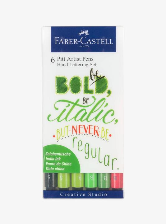 Immagine prodotto Faber-Castell Pitt ArtistPen Handlettering (Blu, Giallo, Verde, Pink, Nero, Turchese, 6 x)