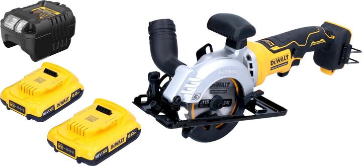 Actual product image DeWalt DCS 571 D2 Akku Handkreissäge 18 V 115 mm Brushless + 2x Akku 2,0 Ah + Ladegerät