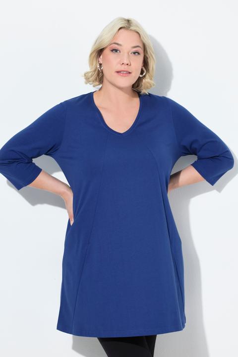 Produktbild Ulla Popken Longshirt, Ziernähte, A-Linie, V-Ausschnitt, 3/4-Arm (56)