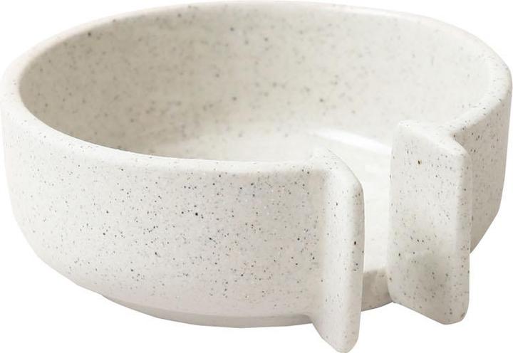 Image du produit Esmée Porte-savon en céramique avec écoulement, beige moucheté de noir et intérieur émaillé, Ø 10 cm