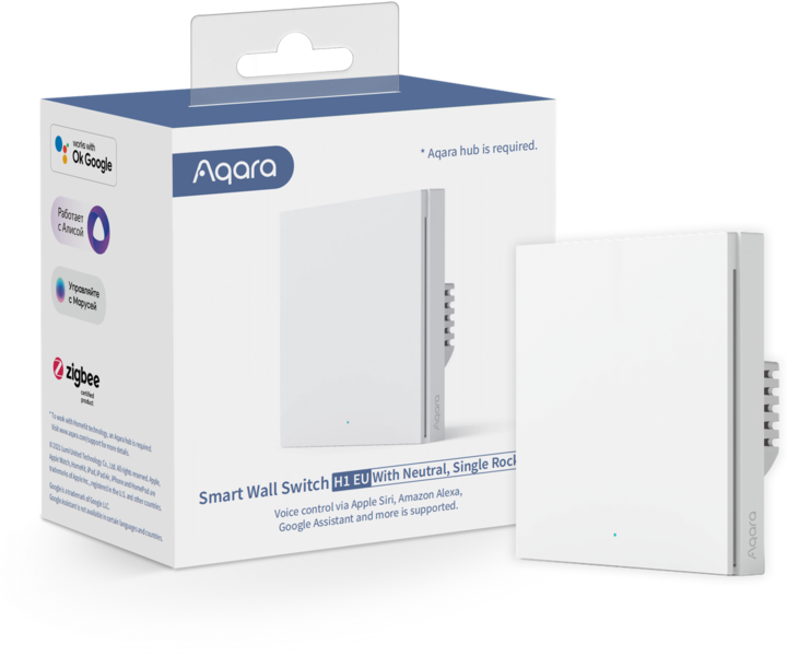 Produktbild Aqara Smart Wall Switch H1 Weiss With Neutral, Single Rocker (Zigbee)