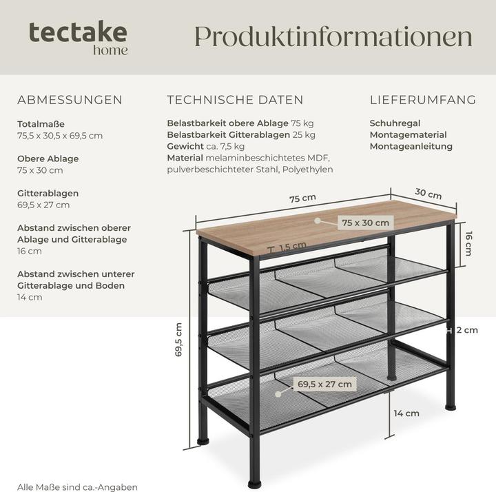 Immagine prodotto tectake Wolverhampton (75.50 x 30.50 x 69.50 cm)