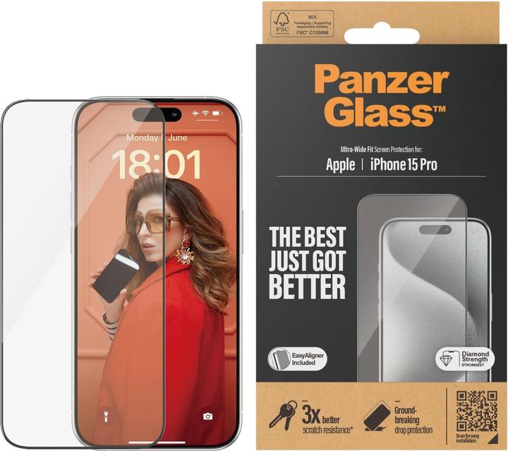 Actual product image PanzerGlass Ultra-Wide Fit (1 Piece, Apple iPhone 15 Pro)