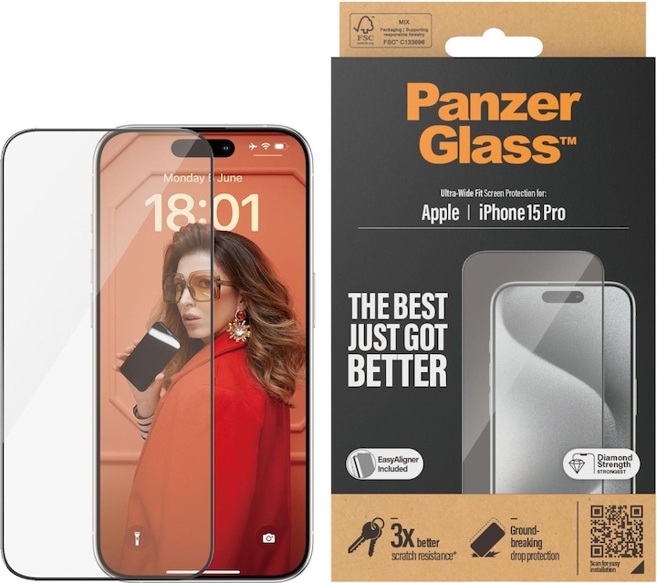 Produktbild PanzerGlass Ultra-Wide Fit (1 Stück, Apple iPhone 15 Pro)