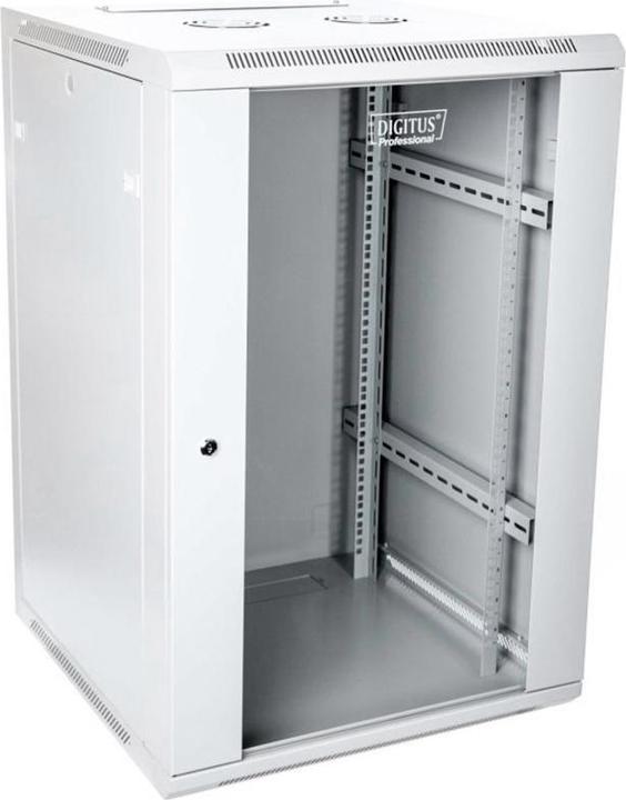 Immagine prodotto Digitus Armadio di rete a parete 19 21U rack 600x600 porta vetro grigio indiviso piegato 60kg (21 HE, Rack da 19 pollici)