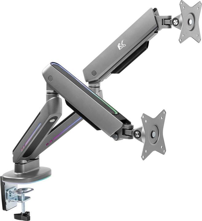 Actual product image NanoRS 2-Fold Gaming Monitor Mount 17-32 with Adjustable RGB LED Lighting Table Mount Height Adjustable (Table, 32.01")