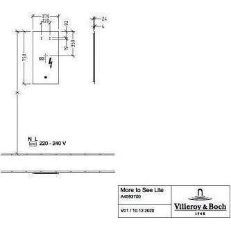 Thumbnail - Villeroy & Boch, Spiegel, V&B Spiegel MORE TO SEE LITE m umlauf LED-Wandb 370x750x24mm 18,24 W