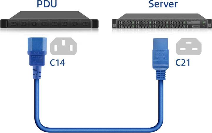 Produktbild Powercord C14 - C21 IEC60320 blue 1.5 m (1.50 m)