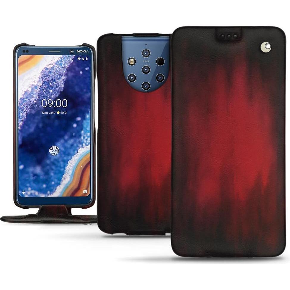 Noreve Lederschutzhülle vertikal (Nokia 9 PureView), Smartphone Hülle, Rot