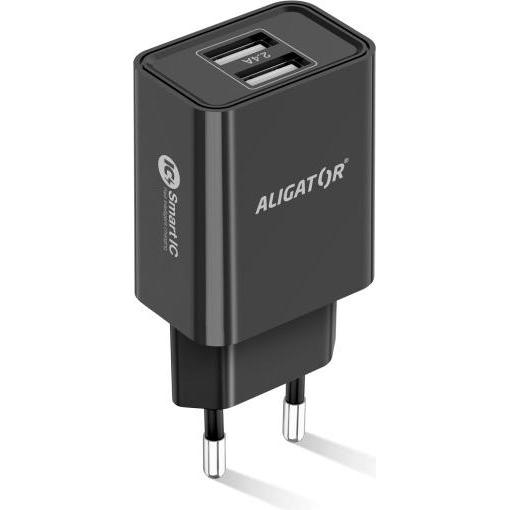 Aligator CHA0044 mobile device charger Universal Black AC Fast charging Indoor, USB Ladegerät, Schwarz