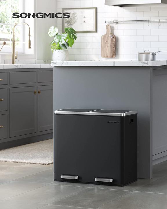 Produktbild Songmics Mülleimer 2 x 24 L, Schwarz (48 l)