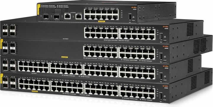 Immagine prodotto HPE E Aruba 6000 Switch 4 porte SFP, 1U, Layer 2, ACL, QoS, Web GUI, CLI, Aruba NetEdit, Zero To (28 Porti)