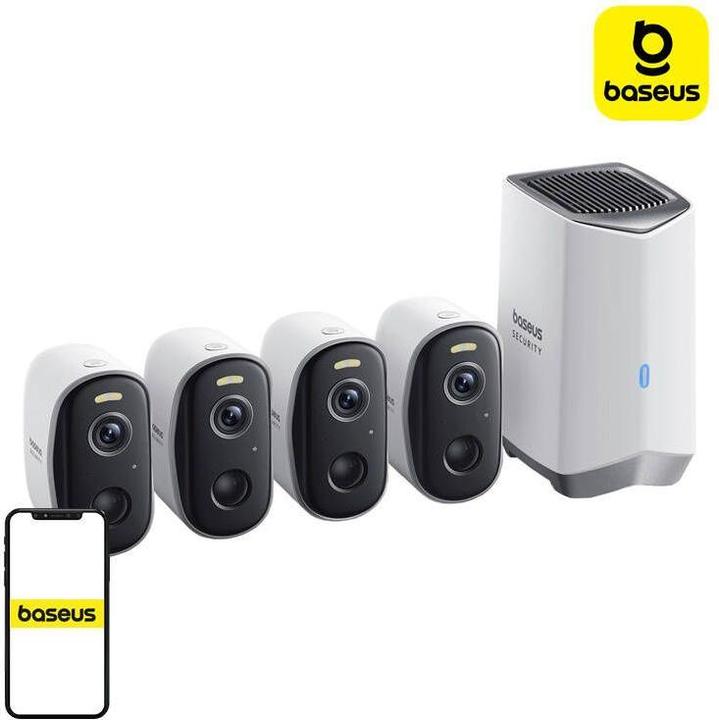 Actual product image Baseus N1 2K security camera set of 4 (white)
