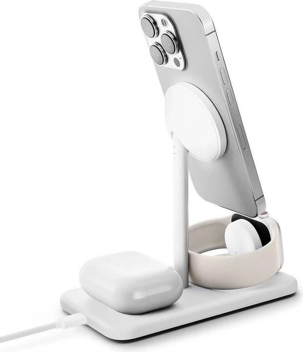 Produktbild TwelveSouth HiRise 3 Deluxe - Qi2 stehendes kabelloses Ladegerät für drei MagSafe-Geräte (15 W)