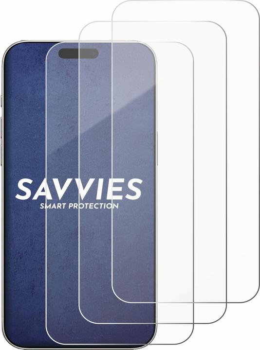 Produktbild Savvies Panzerglas Displayschutz 9H Schutzglas Glas Klar Transparent (3 Stk., Apple iPhone 16 Pro)