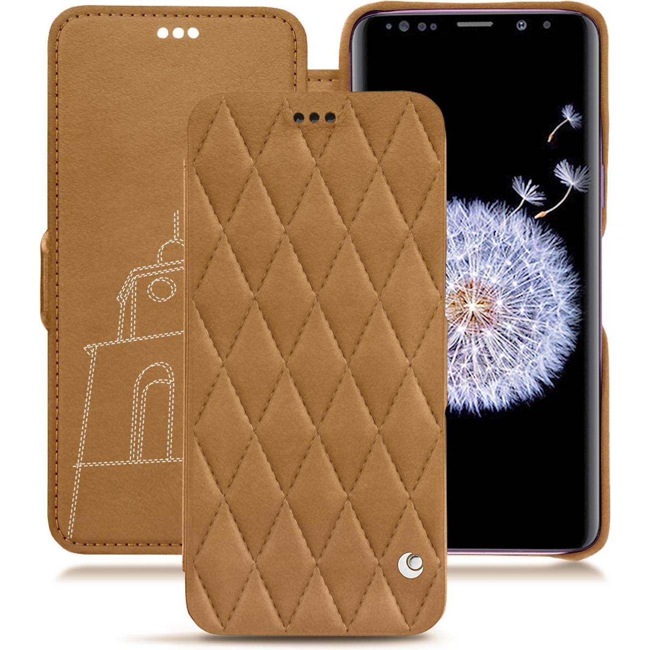 Noreve Lederschutzhülle horizontal (Samsung Galaxy S9+), Smartphone Hülle, Braun