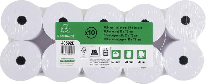 Image du produit Exacompta Bobine pour machine à calculer et caisse 57x70 mm - 1 pli offset extra-blanc 60g/m2 - Jet d'encre. -