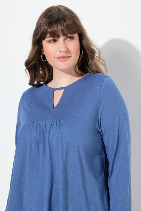 Image du produit Ulla Popken T-shirt long, col tunisien et manches longues, coupe évasée (60)