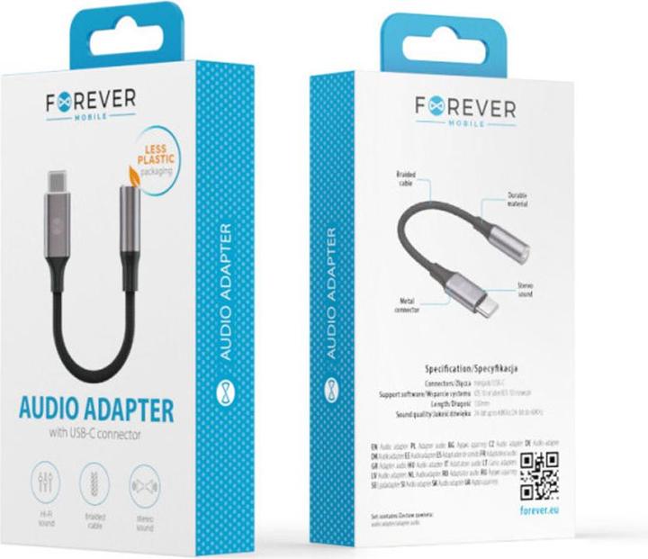 Image du produit Forever adaptateur audio AJC-01 jack 3,5 mm - USB-C noir (Jack 3.5mm, USB Type C)