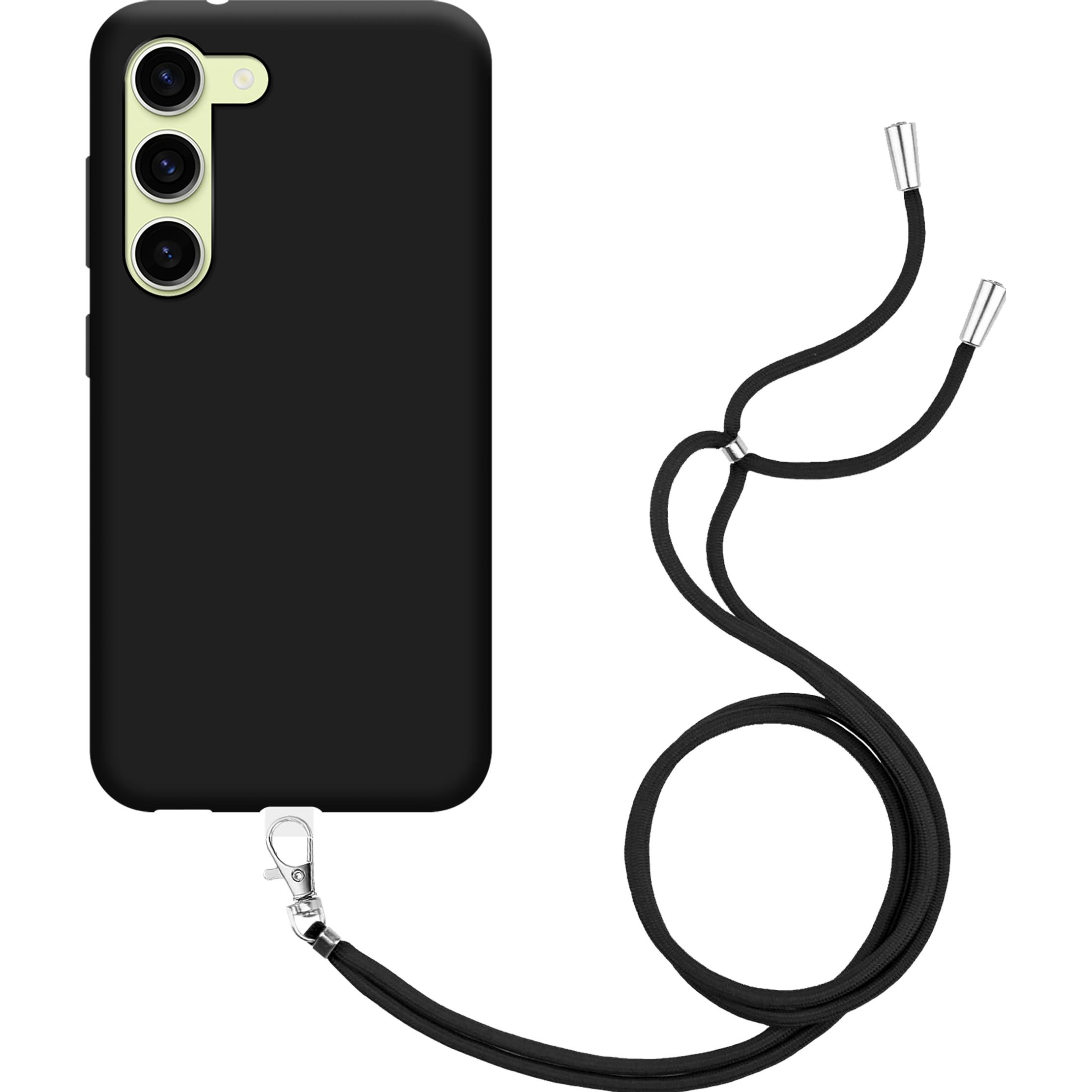 Thumbnail - Cazy Handykette Hülle Kompatibel mit Samsung Galaxy S23 - Silikon Handyhülle mit Band Necklace Hülle -, Handykette, Schw...