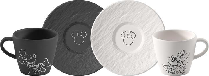Villeroy & Boch Espressotasse mit Untertasse, 4-teilig Manufacture Rock - Mickey Mouse (60 ml, 4x)