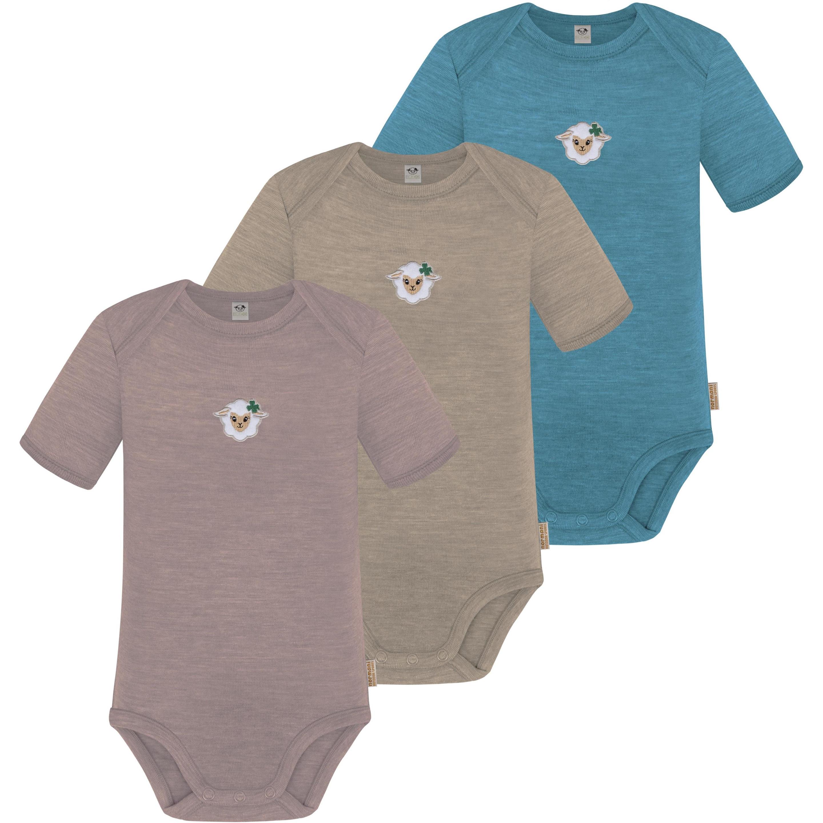 Normani, Herren, Body, 3er Set Baby Merino Body Kurzarm „Tauranga" - 9295, Blau, (86)