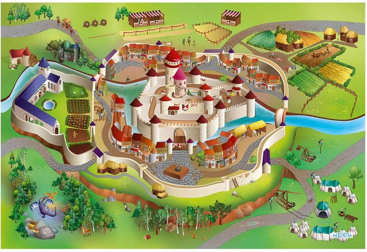 Achoka Tapis de jeu Château médiéval, 100x150cm (150 x 100 cm)