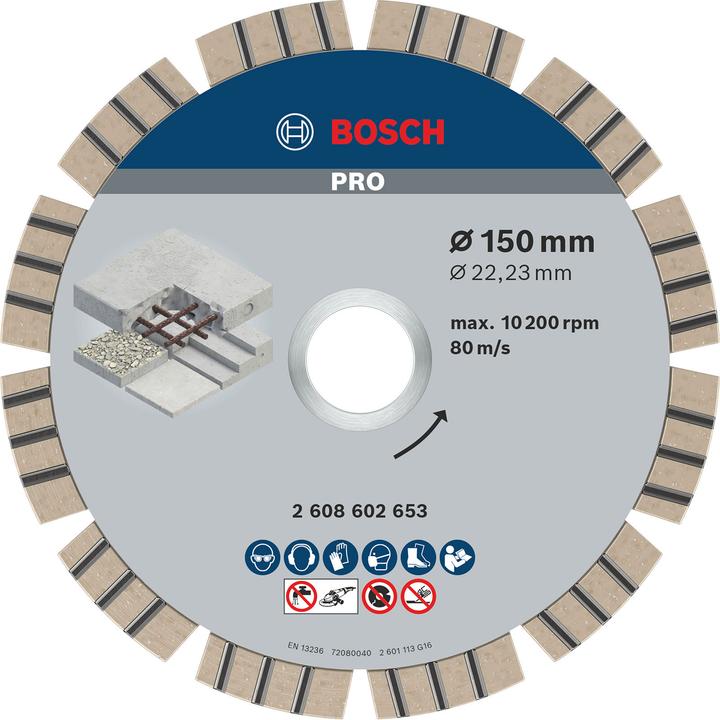Actual product image Bosch Professional Zubehör PRO Concrete diamond cutting disc, 150 x 22.23 mm