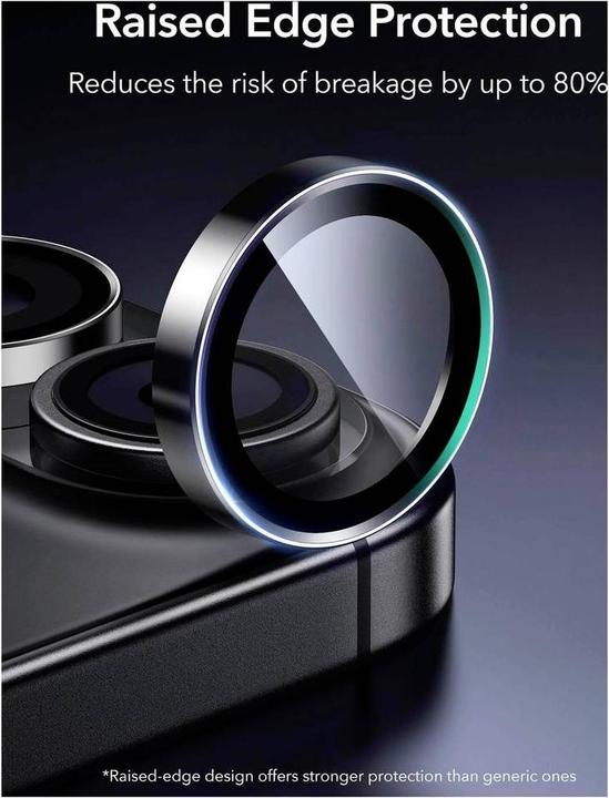 Produktbild ESR Armorite Camera Lens Protectors for iPhone17/16/16 Plus, Clear (1 Stk., Apple iPhone 16, Apple iPhone 16 Plus, Apple iPhone 17)