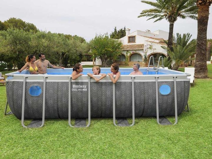 Produktbild Bestway Basen stelażowy Splashview 488mx244cm szary rattan 10w1 561MB (488 x 244 x 122 cm)