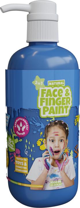 Image du produit Boti Bouteille de peinture naturelle pour visage et doigts avec pompe - Bleu, 1 l