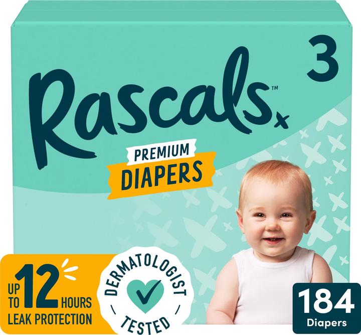 Rascals Premium (Size 3, Monthly box, 184 pcs.)