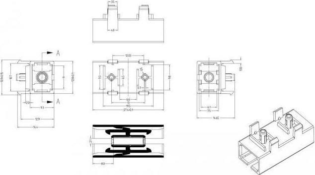 Actual product image Delock Fiber optic coupling for PCB SC simplex female to SC simplex female singlemode blue (Keystone module)