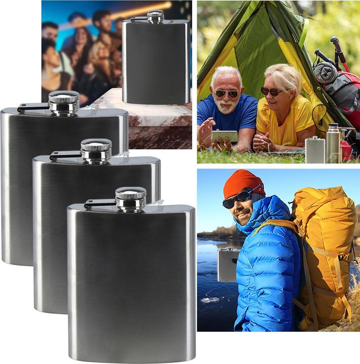 Produktbild Excellent Houseware 3er-Set Schnapsflasche aus Edelstahl (207 ml)