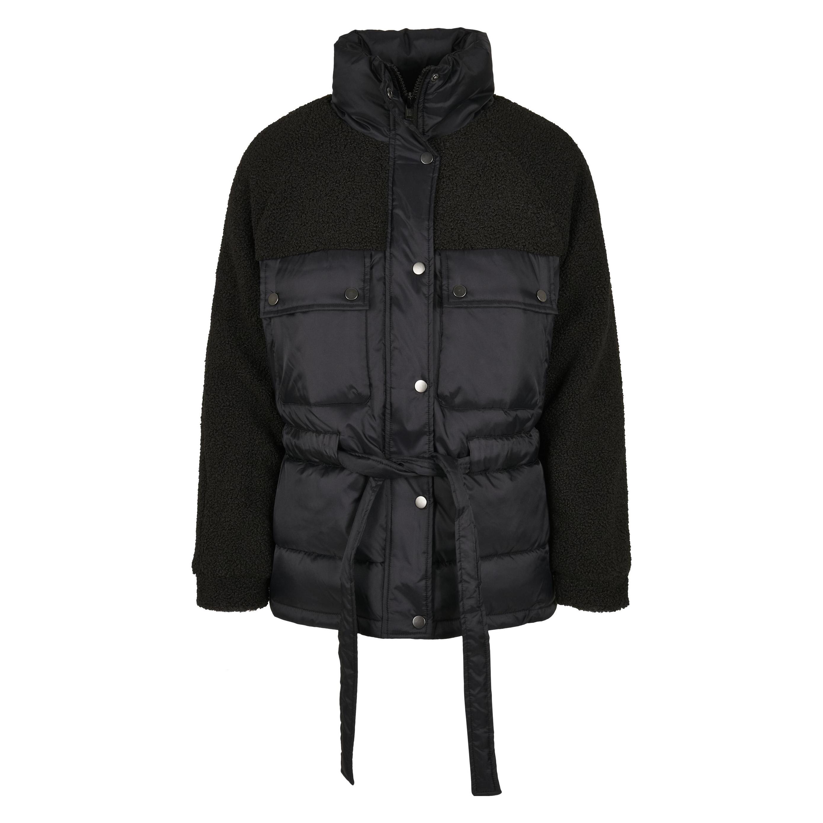 Urban Classics, Damen, Winterjacken, Ladies Sherpa Mix Puffer Jacket, Schwarz, (M)