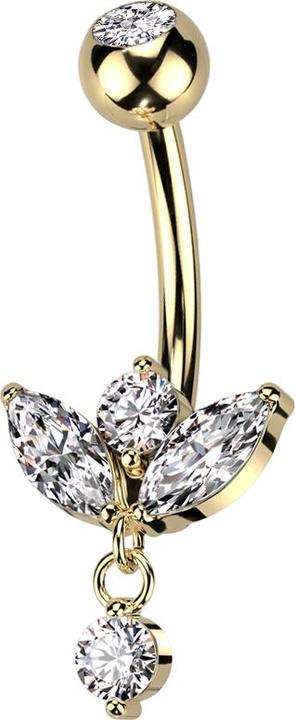 Produktbild Acha Direct Banane vergoldet mit Kugel Kristall silber Spross Anhänger Kristall (Messing, Chirurgenstahl 316L)