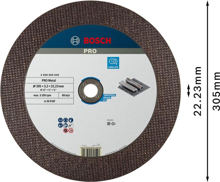 Immagine prodotto Bosch Professional Zubehör PRO Disco da taglio per metallo, 300 x 3,2 x 22,23 mm