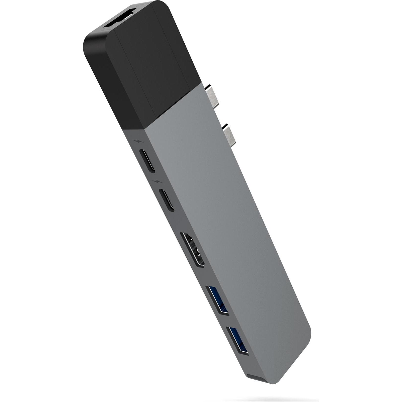 Hyper Drive Net 6-in-2 Hub (Thunderbolt, 2 porte), Docking station + Hub USB, Grigio