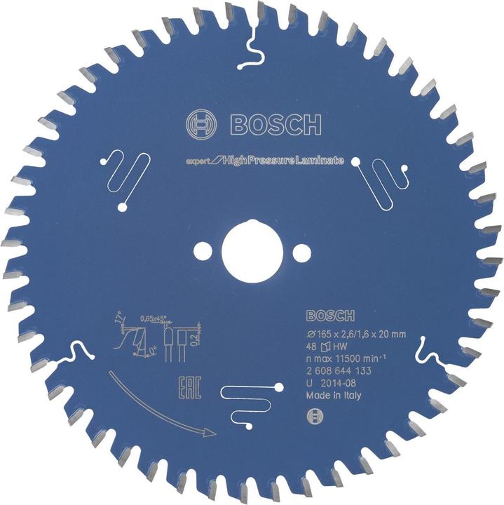 Produktbild Bosch Professional Zubehör Kreissägeblatt Expert for High Pressure Laminate, 165 x 20 x 2,6 mm, 48