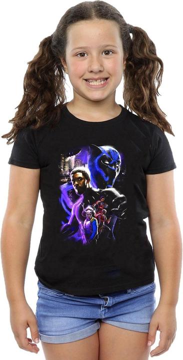 Actual product image Girls Black Panther Character Montage Cotton T-Shirt (128)
